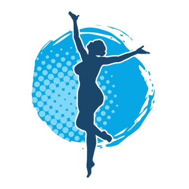 Hareketli bir kadın balerin silueti. Dans eden balerin kızın silueti..