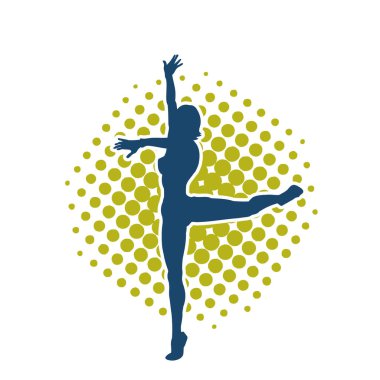 Hareketli bir kadın balerin silueti. Dans eden balerin kızın silueti..