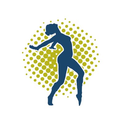 Hareketli bir kadın balerin silueti. Dans eden balerin kızın silueti..