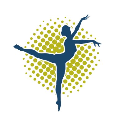 Hareketli bir kadın balerin silueti. Dans eden balerin kızın silueti..