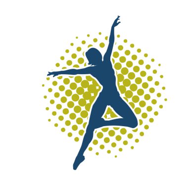 Hareketli bir kadın balerin silueti. Dans eden balerin kızın silueti..