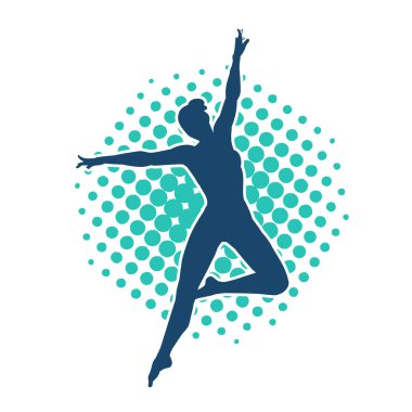 Hareketli bir kadın balerin silueti. Dans eden balerin kızın silueti..