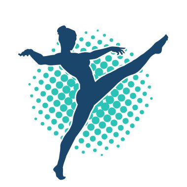 Hareketli bir kadın balerin silueti. Dans eden balerin kızın silueti..