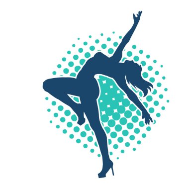 Hareketli bir kadın balerin silueti. Dans eden balerin kızın silueti..