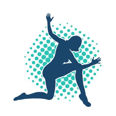 Hareketli bir kadın balerin silueti. Dans eden balerin kızın silueti..