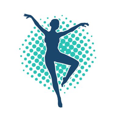 Hareketli bir kadın balerin silueti. Dans eden balerin kızın silueti..