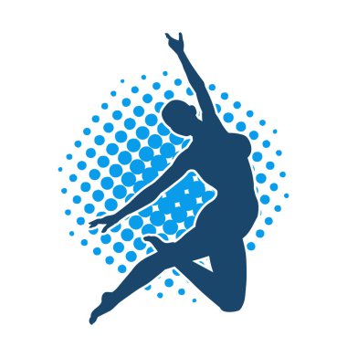 Hareketli bir kadın balerin silueti. Dans eden balerin kızın silueti..