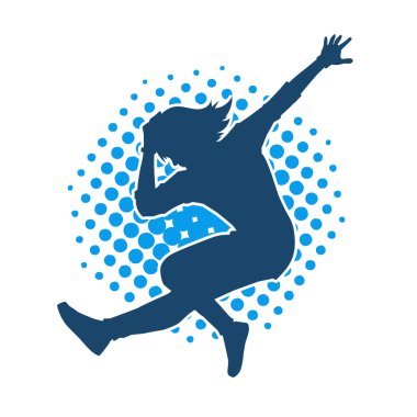 Hareketli bir kadın balerin silueti. Dans eden balerin kızın silueti..