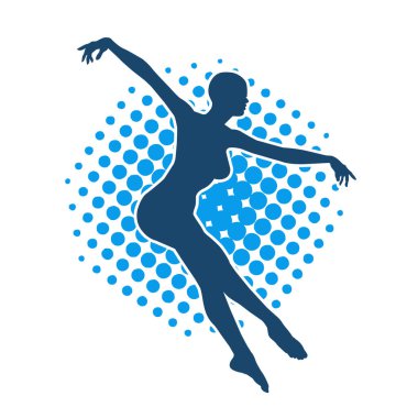 Hareketli bir kadın balerin silueti. Dans eden balerin kızın silueti..