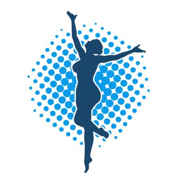 Hareketli bir kadın balerin silueti. Dans eden balerin kızın silueti..