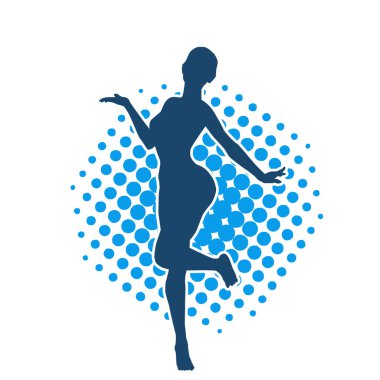 Hareketli bir kadın balerin silueti. Dans eden balerin kızın silueti..