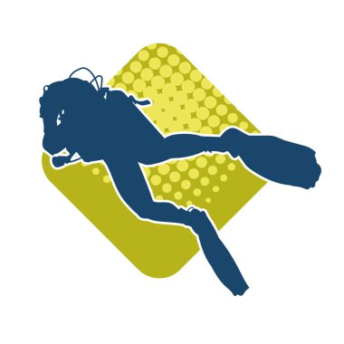 Erkek bir dalgıcın silueti. Dalış pozisyonunda bir adamın silueti..