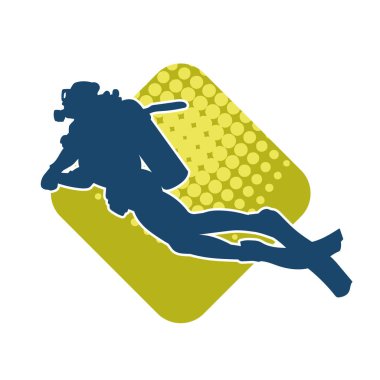 Erkek bir dalgıcın silueti. Dalış pozisyonunda bir adamın silueti..