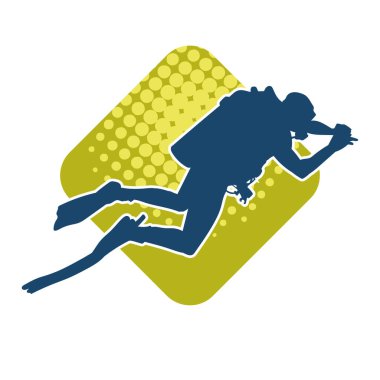 Erkek bir dalgıcın silueti. Dalış pozisyonunda bir adamın silueti..