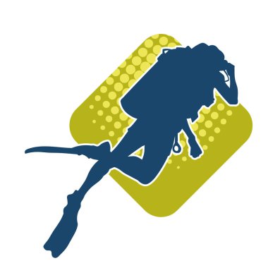 Erkek bir dalgıcın silueti. Dalış pozisyonunda bir adamın silueti..