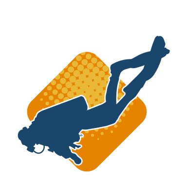 Erkek bir dalgıcın silueti. Dalış pozisyonunda bir adamın silueti..