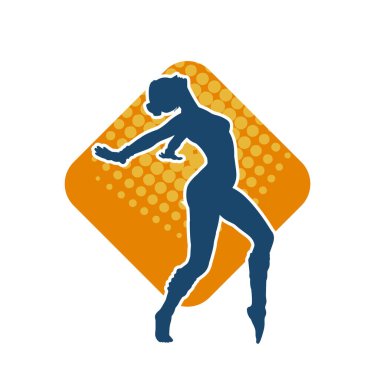 Hareketli bir kadın balerin silueti. Dans eden balerin kızın silueti..