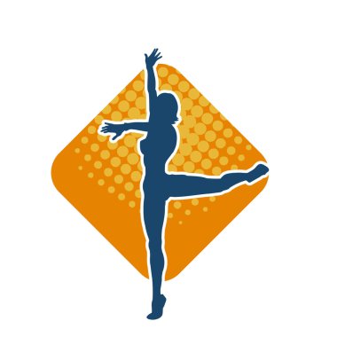 Hareketli bir kadın balerin silueti. Dans eden balerin kızın silueti..