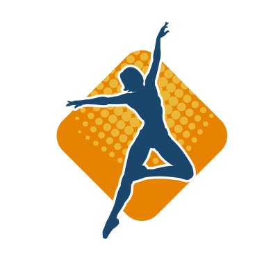 Hareketli bir kadın balerin silueti. Dans eden balerin kızın silueti..