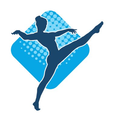 Hareketli bir kadın balerin silueti. Dans eden balerin kızın silueti..