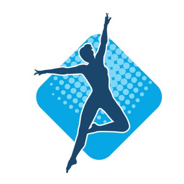 Hareketli bir kadın balerin silueti. Dans eden balerin kızın silueti..