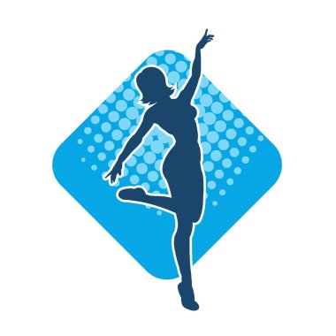 Hareketli bir kadın balerin silueti. Dans eden balerin kızın silueti..