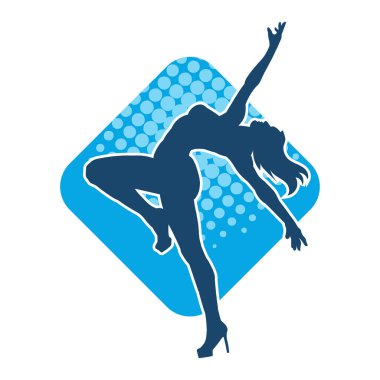 Hareketli bir kadın balerin silueti. Dans eden balerin kızın silueti..