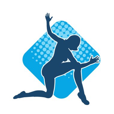 Hareketli bir kadın balerin silueti. Dans eden balerin kızın silueti..