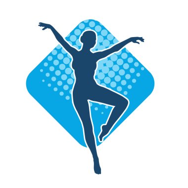 Hareketli bir kadın balerin silueti. Dans eden balerin kızın silueti..