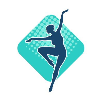 Hareketli bir kadın balerin silueti. Dans eden balerin kızın silueti..