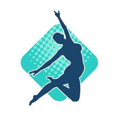 Hareketli bir kadın balerin silueti. Dans eden balerin kızın silueti..