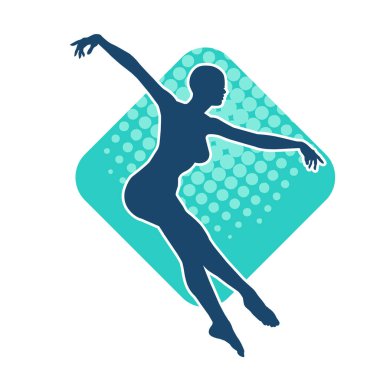 Hareketli bir kadın balerin silueti. Dans eden balerin kızın silueti..