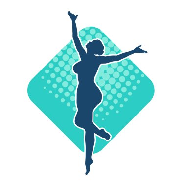 Hareketli bir kadın balerin silueti. Dans eden balerin kızın silueti..