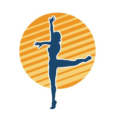 Hareketli bir kadın balerin silueti. Dans eden balerin kızın silueti..