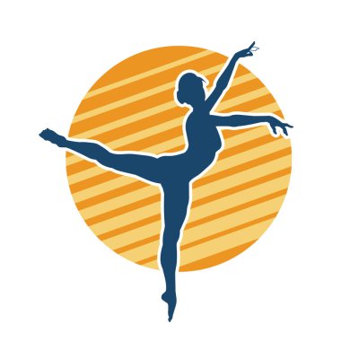 Hareketli bir kadın balerin silueti. Dans eden balerin kızın silueti..