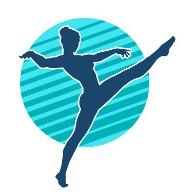 Hareketli bir kadın balerin silueti. Dans eden balerin kızın silueti..