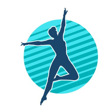 Hareketli bir kadın balerin silueti. Dans eden balerin kızın silueti..