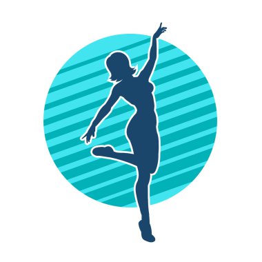 Hareketli bir kadın balerin silueti. Dans eden balerin kızın silueti..