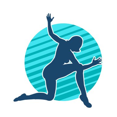 Hareketli bir kadın balerin silueti. Dans eden balerin kızın silueti..