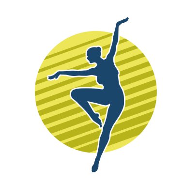 Hareketli bir kadın balerin silueti. Dans eden balerin kızın silueti..