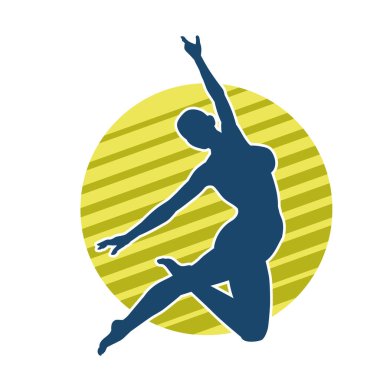 Hareketli bir kadın balerin silueti. Dans eden balerin kızın silueti..