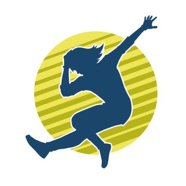 Hareketli bir kadın balerin silueti. Dans eden balerin kızın silueti..