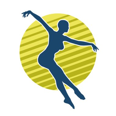 Hareketli bir kadın balerin silueti. Dans eden balerin kızın silueti..