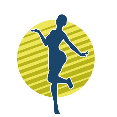 Hareketli bir kadın balerin silueti. Dans eden balerin kızın silueti..