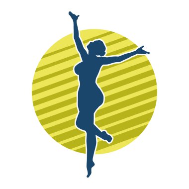 Hareketli bir kadın balerin silueti. Dans eden balerin kızın silueti..