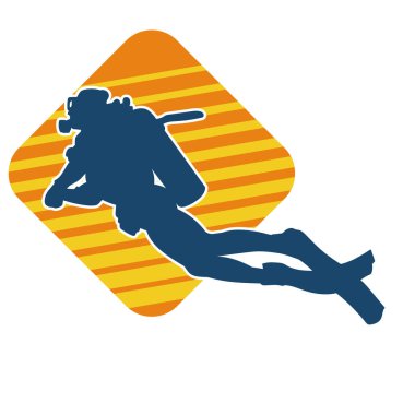 Erkek bir dalgıcın silueti. Dalış pozisyonunda bir adamın silueti..