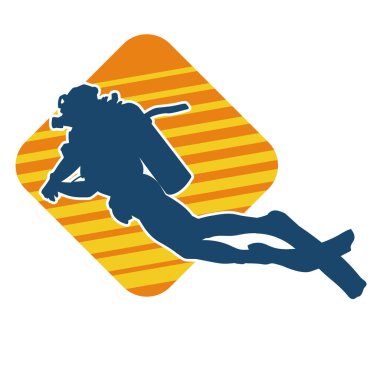 Erkek bir dalgıcın silueti. Dalış pozisyonunda bir adamın silueti..