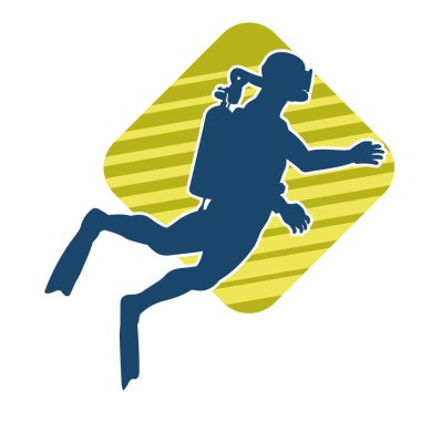 Erkek bir dalgıcın silueti. Dalış pozisyonunda bir adamın silueti..