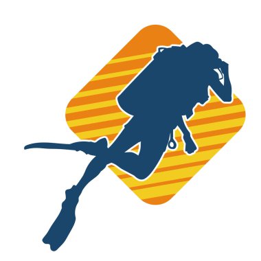 Erkek bir dalgıcın silueti. Dalış pozisyonunda bir adamın silueti..