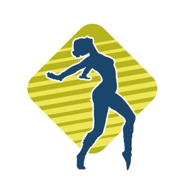 Hareketli bir kadın balerin silueti. Dans eden balerin kızın silueti..